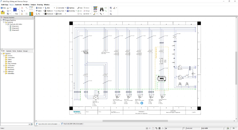 Schemat instalacji elektrycznej w Programie Solid Edge Wiring Design